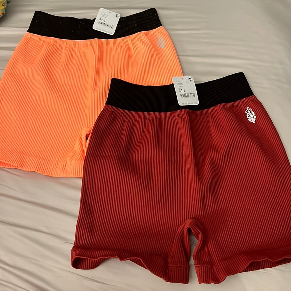 Ribbed High-Waist RED Shorts Only No Tags